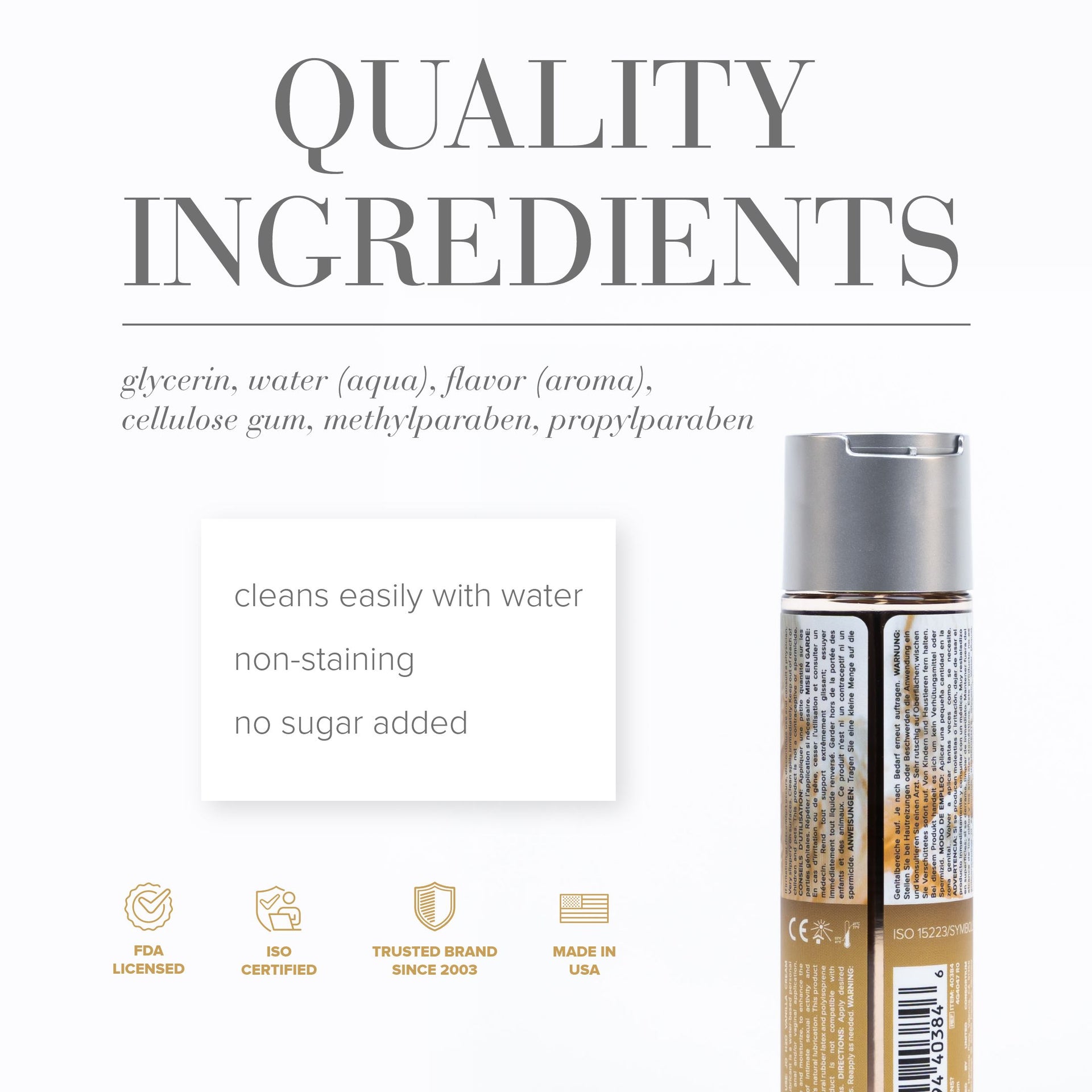 h20 vanilla cream lubricant back of pack